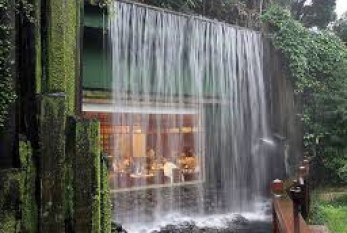 San Viernes: Restaurant al pie de una cascada